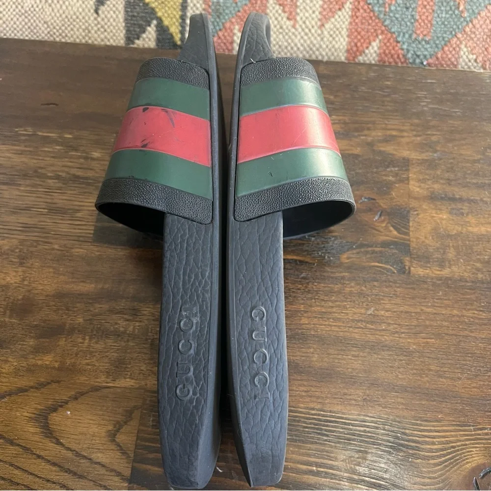 GUCCI Rubber Web Design Slide Sandals Men’s US 11